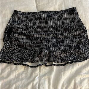 Black and White Sequin Ruffled Mini Skirt